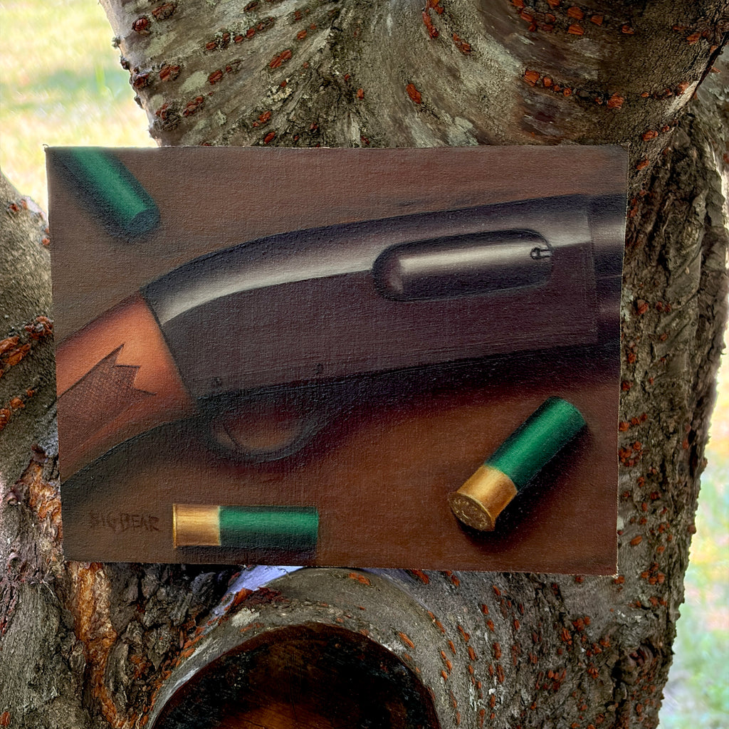 Remington 870 Shotgun with Shells Oil Painting - Framed