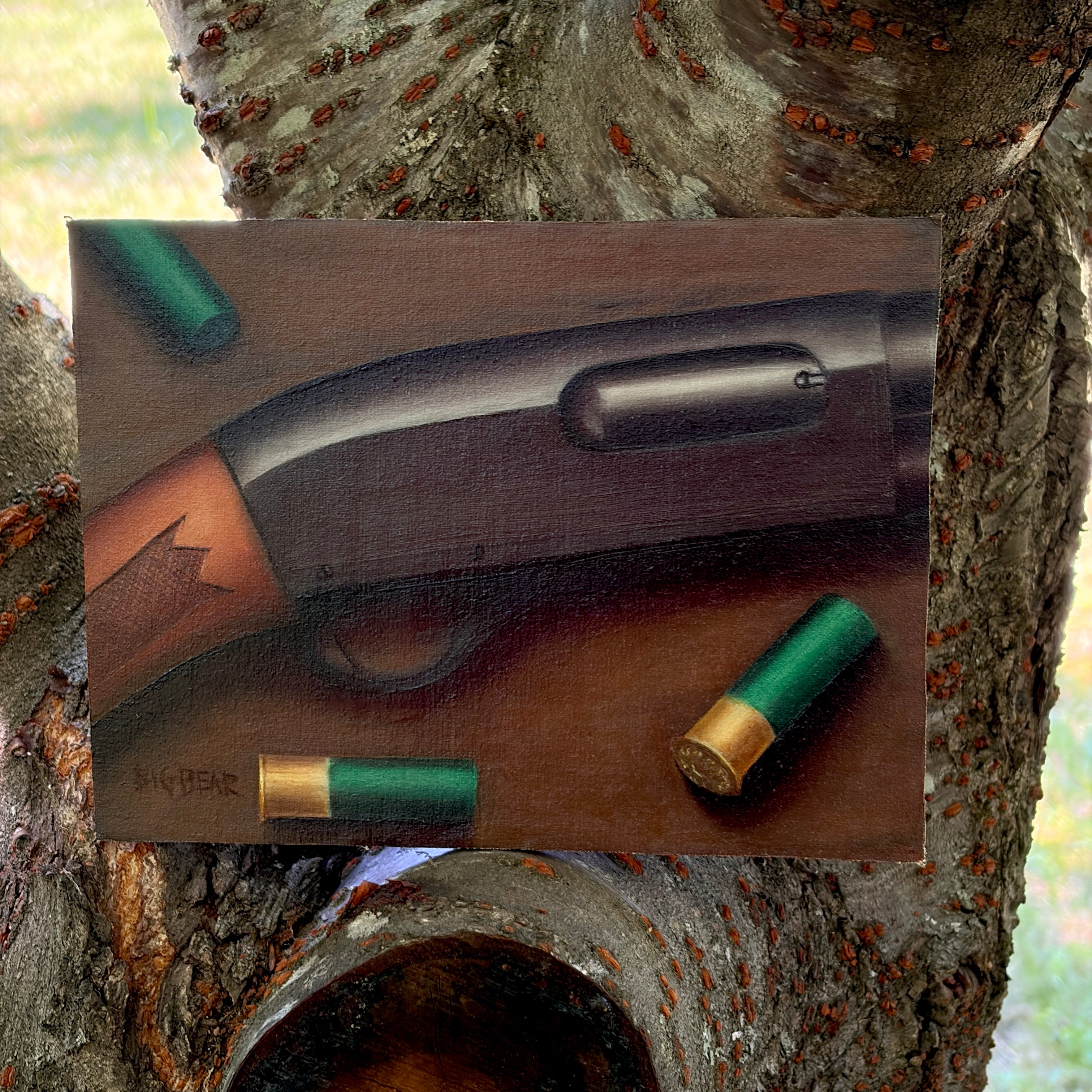 Remington 870 Shotgun with Shells Oil Painting - Framed