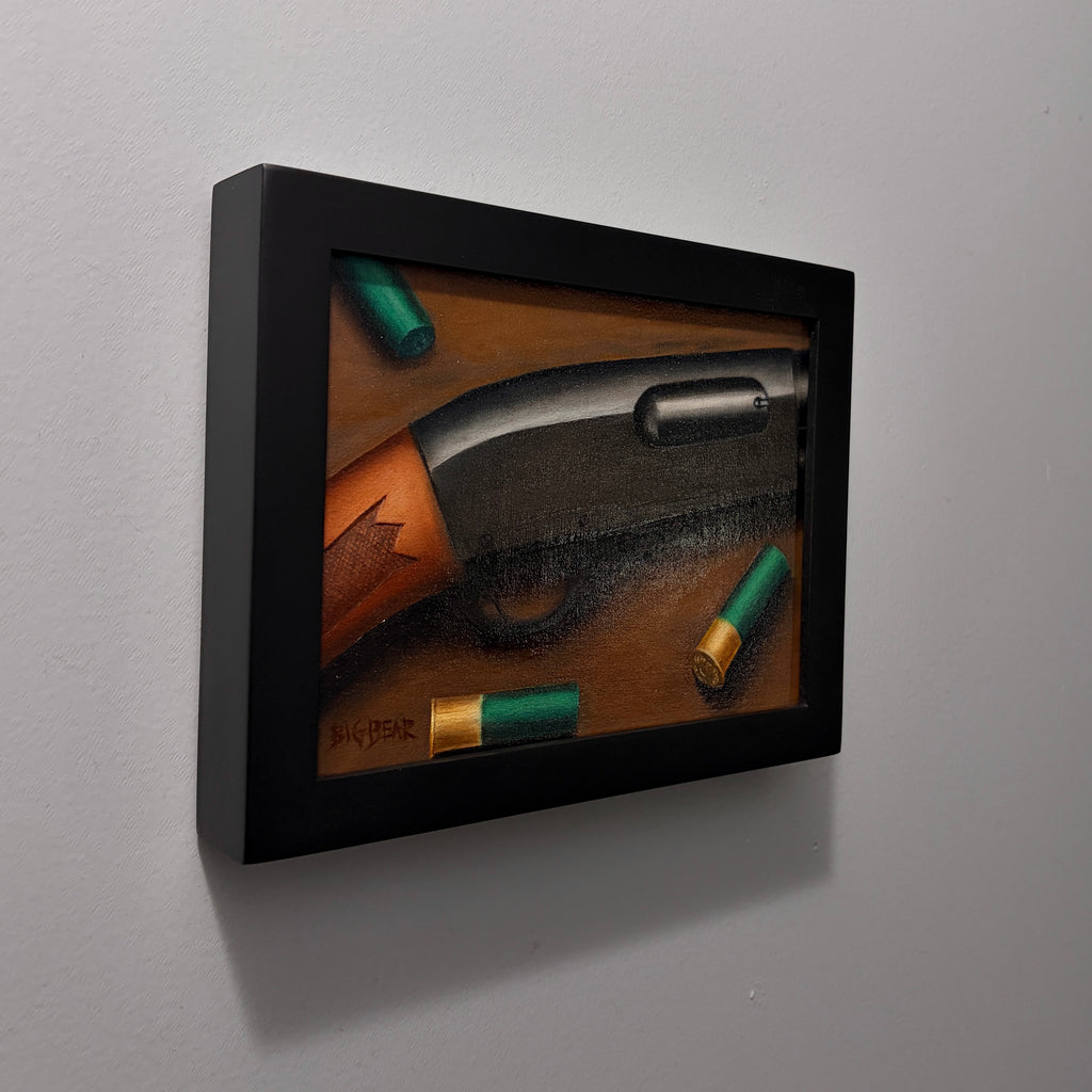 Remington 870 Shotgun with Shells Oil Painting - Framed