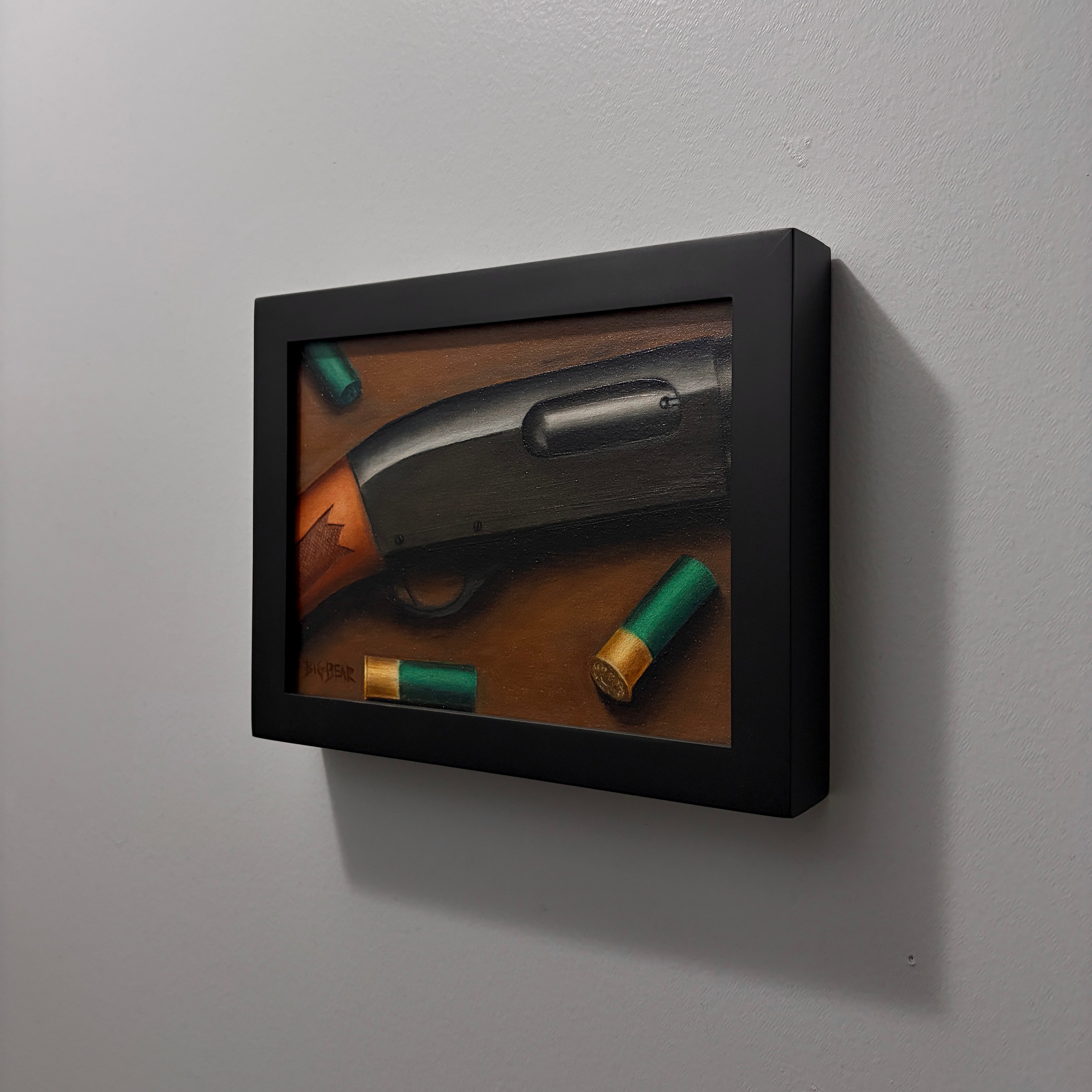 Remington 870 Shotgun with Shells Oil Painting - Framed