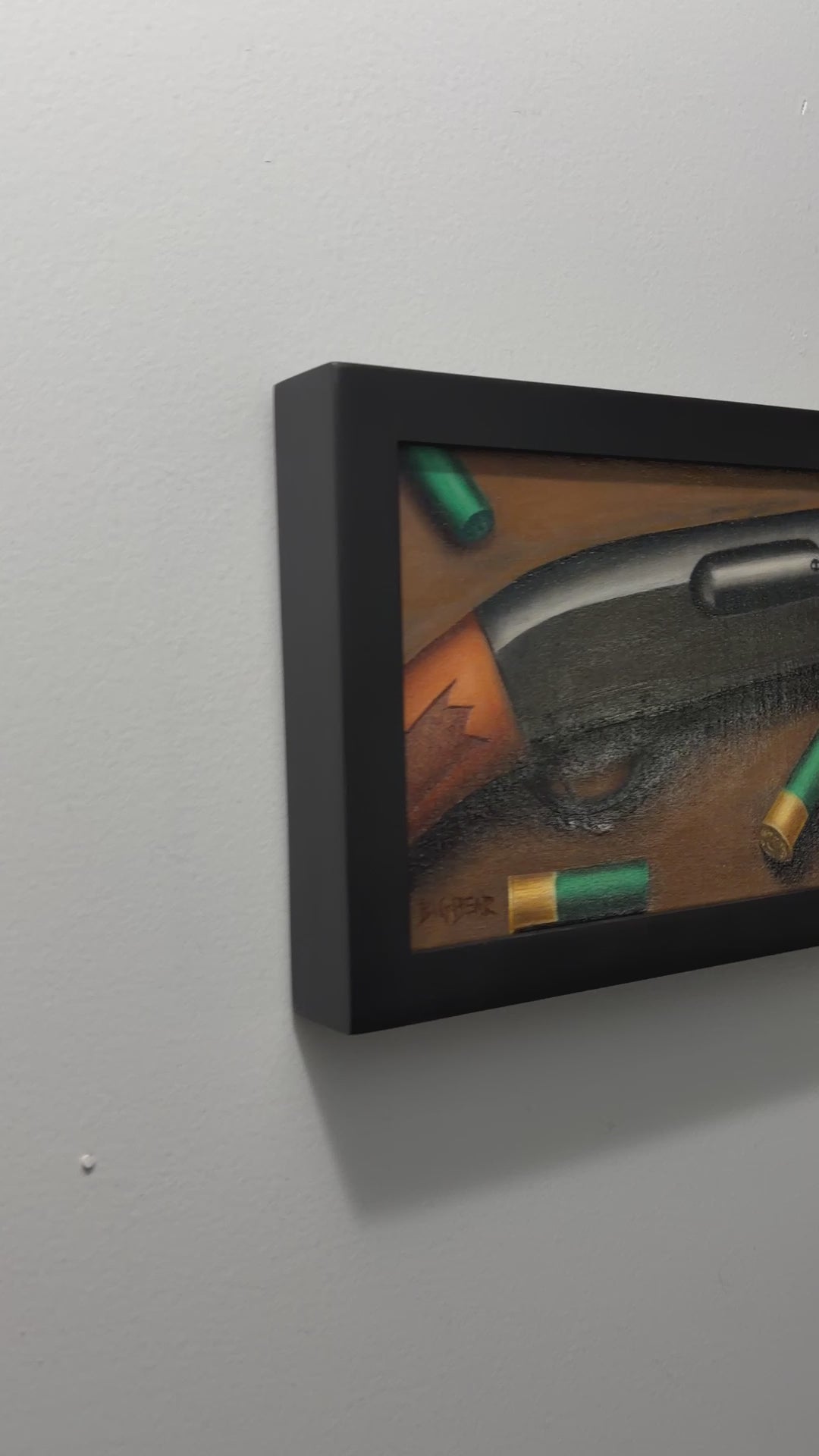 Remington 870 Shotgun with Shells Oil Painting - Framed